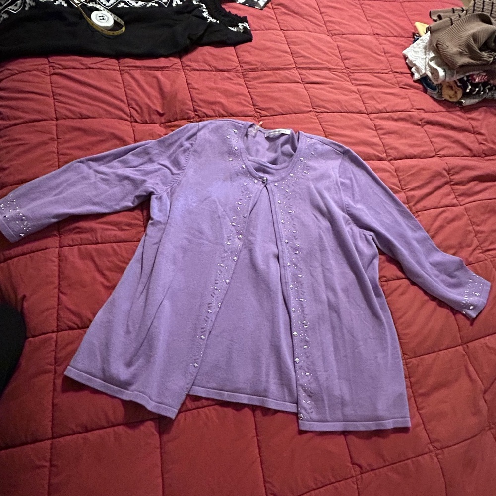 Allison Daley Lavender Embellished Blouse